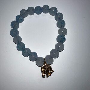 Blue Beaded Bracelet with Elephant Charm